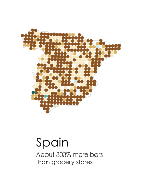 Illustration for article titled A Map Of Where Bars Outnumber Grocery Stores
